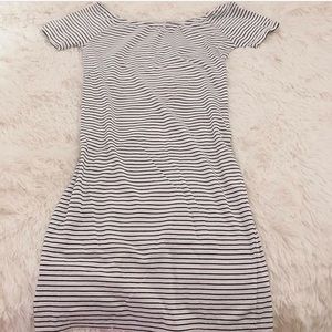 Off shoulder stripped dress